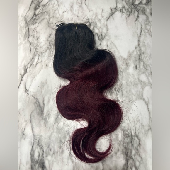 14 Inch Ombre Body Wave  Black & Burgundy Clip in hair extensions. - Picture 1 of 5